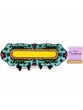 Corsica MERIDA Geometric Vibrant Hand Crafted Stoneware 18" Long Serving Platter